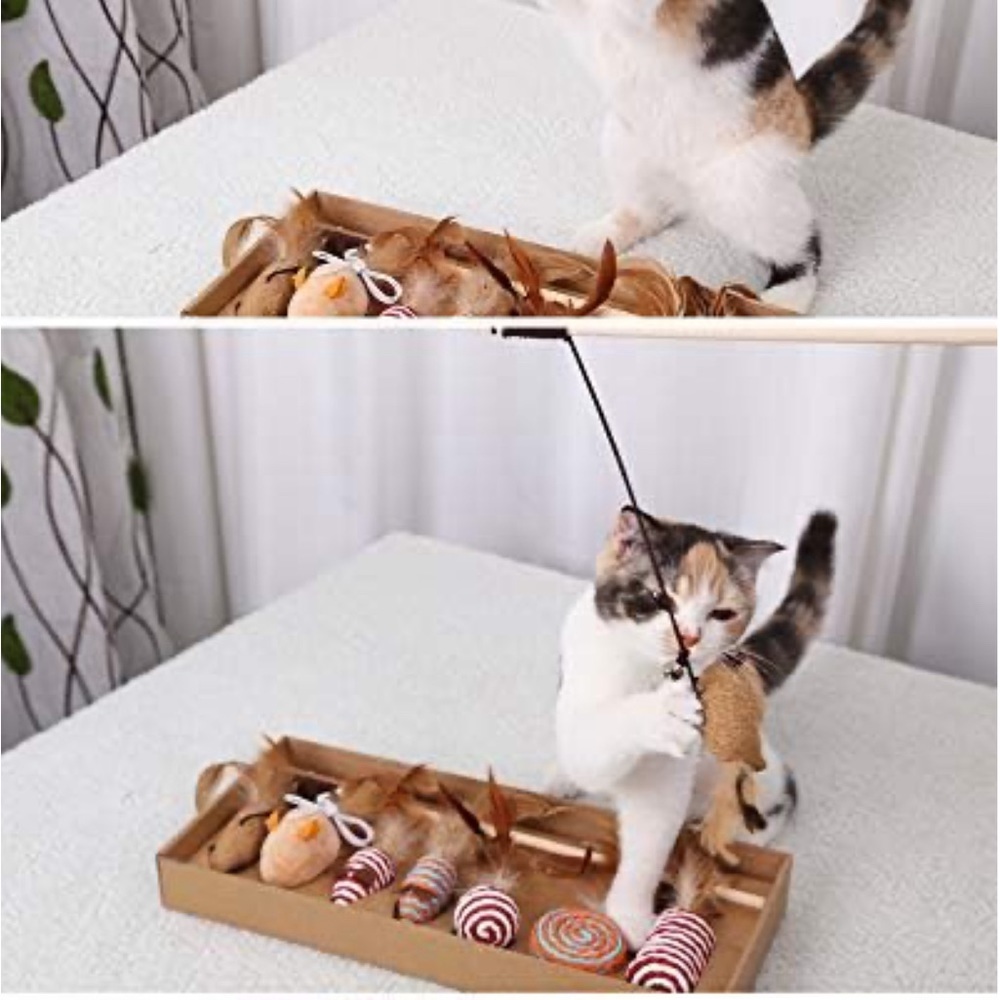 Cat Toys for Indoor Cats, Interactive Cat Toy 7PCS Retractable Cat Wand Toy - Picture 6 of 7